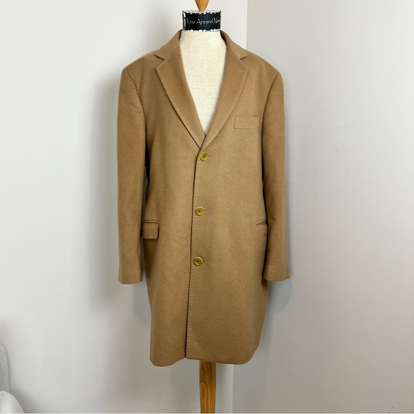 Saks Fifth Avenue Other - Red Saks Fifth Ave Beige Trim Fit Cashmere Blend Italian Coat size XL